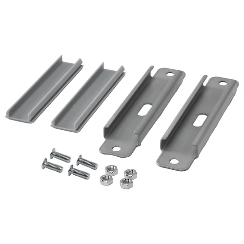 VIDGA ceiling brackets in silver, made of steel, u-shaped design, with screws and nuts.