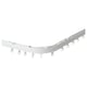 White VIDGA curtain rail system, curved, made of aluminum, powder-coated, holding multiple hooks, minimalist modern design.