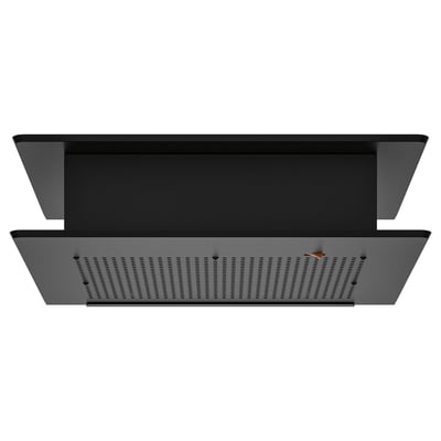 Black VIGGBO kitchen hood, rectangular shape, no ducting, with charcoal philtre.
