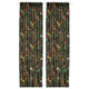 Black and green floral curtains with colourful flowers, made of cotton and ramie.