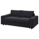 Modern black sofa-bed, minimalist design, velvet fabric, comfortable cushions.