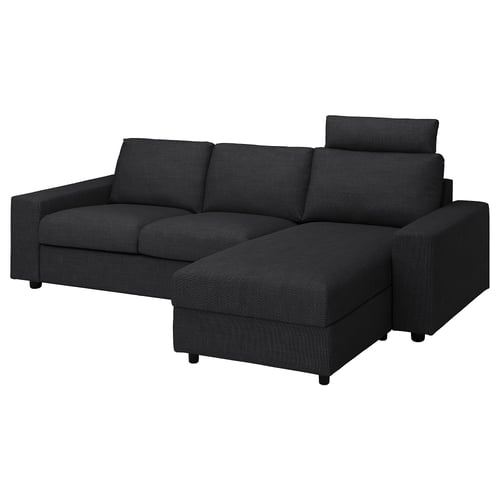 A dark gray VIMLE sectional sofa with chaise longue, modular design, and headrests.