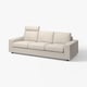 Modern off-white VIMLE sofa, light grey fabric, three seat cushions, rectangular, sleek design.