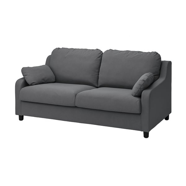 VINLIDEN grey sofa with soft cushions, modern minimalist design, easy assembly.