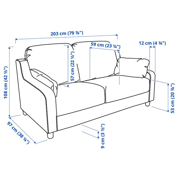 Illustration with measurements for the product: VINLIDEN.