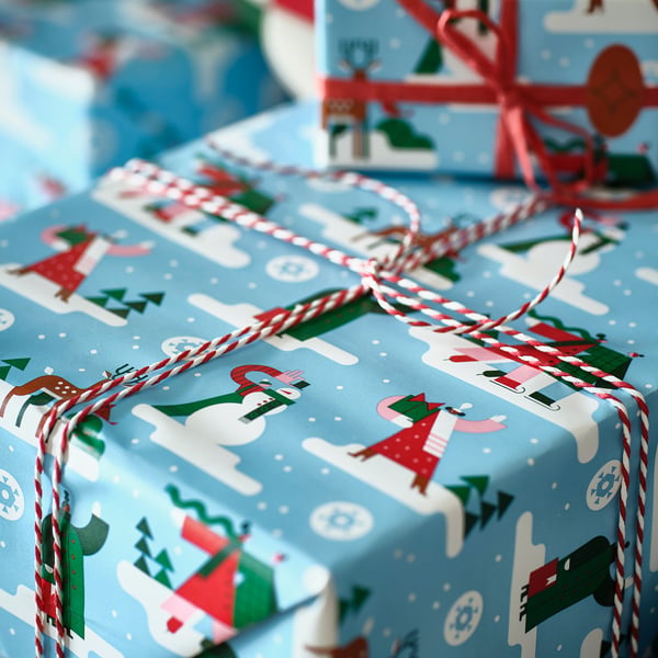 VINTERFINT Gift wrap roll, winter blue, 3x0.7 m/2.10 m²
