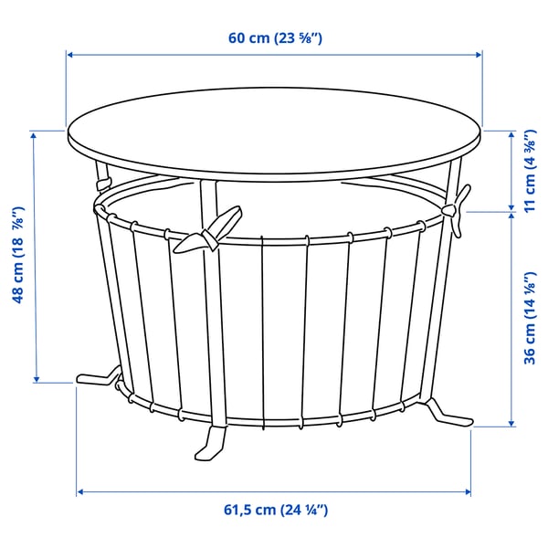 Illustration with measurements for the product: ÄNGESBYN.