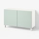 BESTÅ Storage combination with doors, white/Hjortviken/Stubbarp pale grey-green, 120x42x74 cm