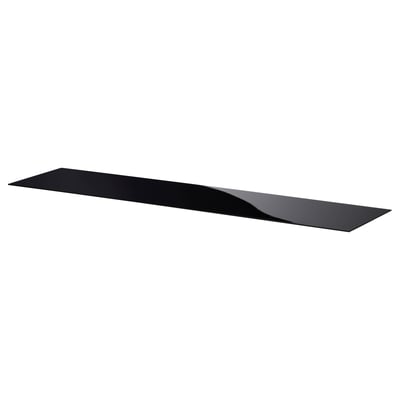 Ikea BESTÅ black glass shelf rectangular sleek design.