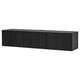 A black BESTÅ tv bench with four doors, providing ample storage. The modern design clean lines and a sleek finish, perfect for contemporary spaces.