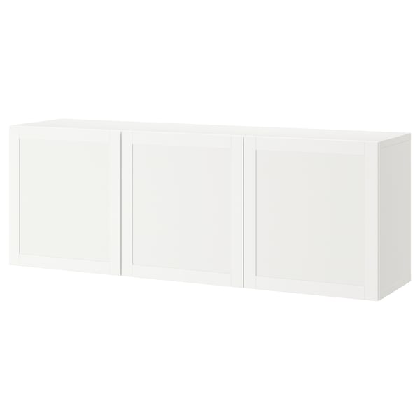 BESTÅ white wall-mounted cabinet set, modern, minimalist design, 3-door storage.