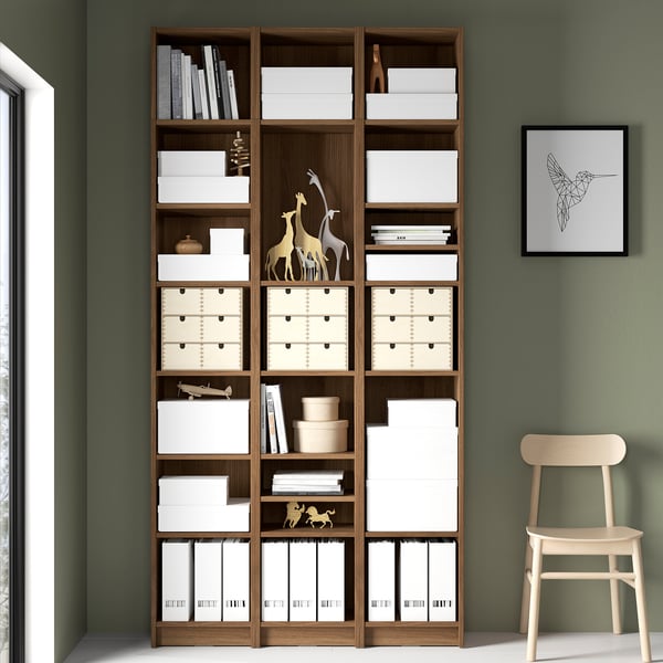 BILLY bookcase with decor & chair, wall art