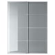 BJÖRNÖYA wardrobe: modern grey sliding doors with frosted glass panels and aluminium frame.