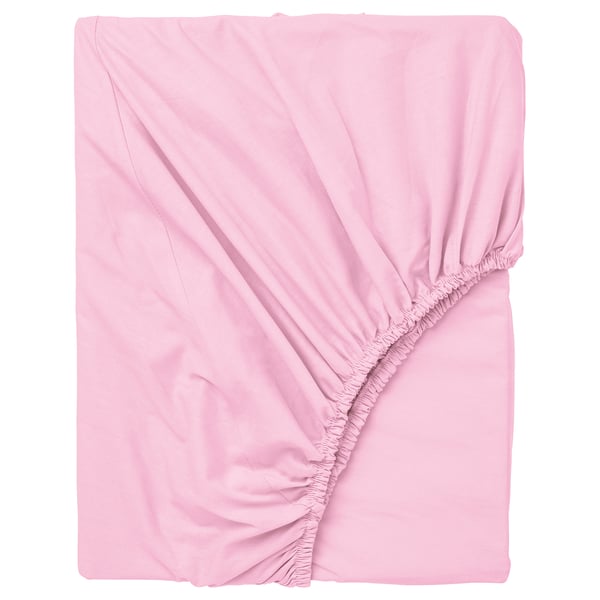 Pink DVALA cotton fitted sheet, rectangular with elastic edges.