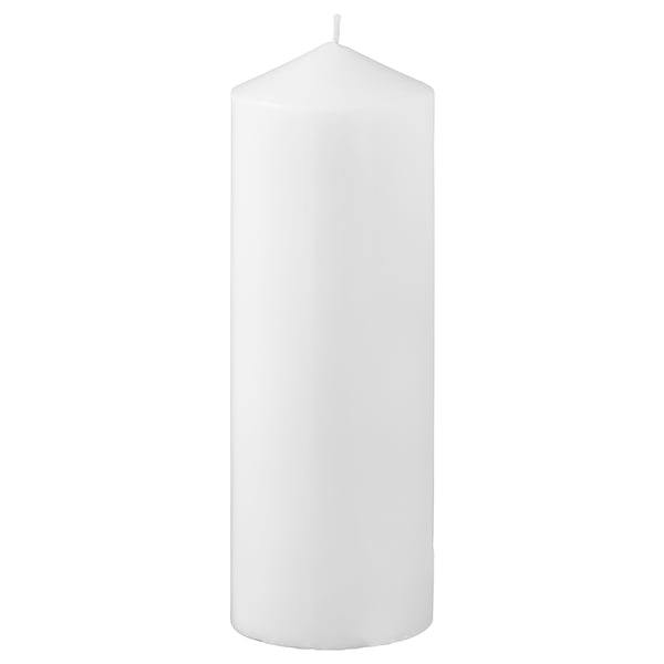FENOMEN white pillar candle; pure, unscented; cylindrical shape; made from plant-based and paraffin wax.