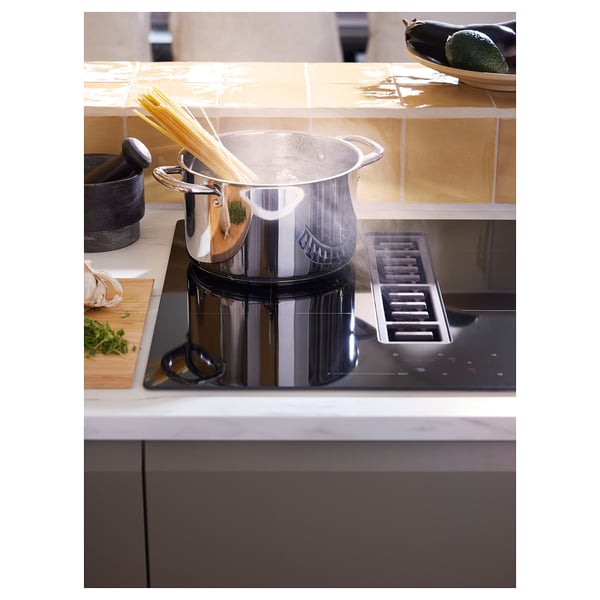 FÖRDELAKTIG Induction hob/integrated extractor, IKEA 500 black, 60 cm