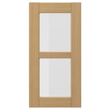 FORSBACKA: light oak wood kitchen cabinet door with glass panel, warm, rectangular design.