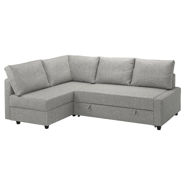 Grey FRIHETEN sofa bed with storage, converts & reversible chaise.