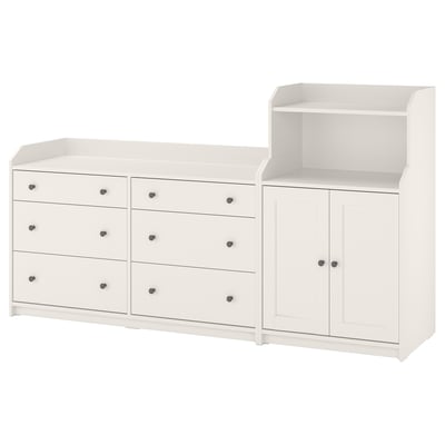 HAUGA white bedroom set: wide chest and cabinet.