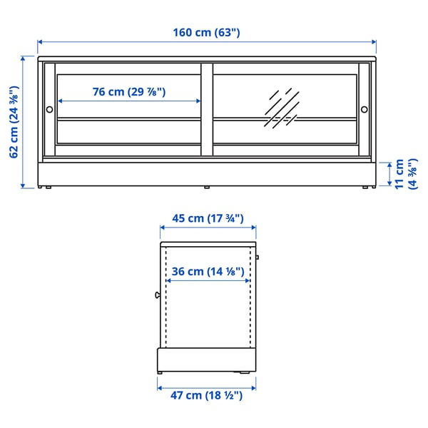 Illustration with measurements for the product: HAVSTA.