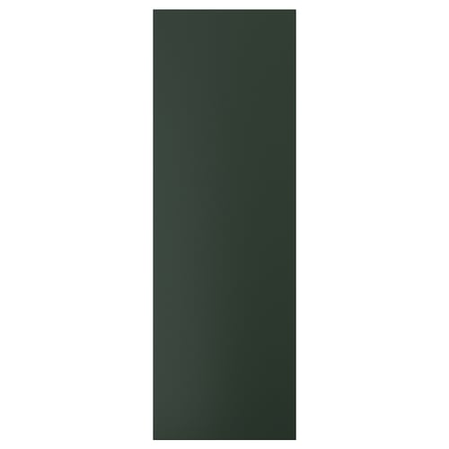 A HAVSTORP door in deep green. Its rectangular, smooth with straight lines, made from acrylic paint and fiberboard.