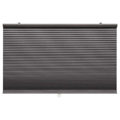 Roller blind: HOPPVALS, black, polyester, rectangular, honeycomb design.