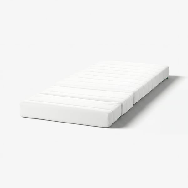 White mattress, segmented with foam, ideal for children, 3-part, flexible.