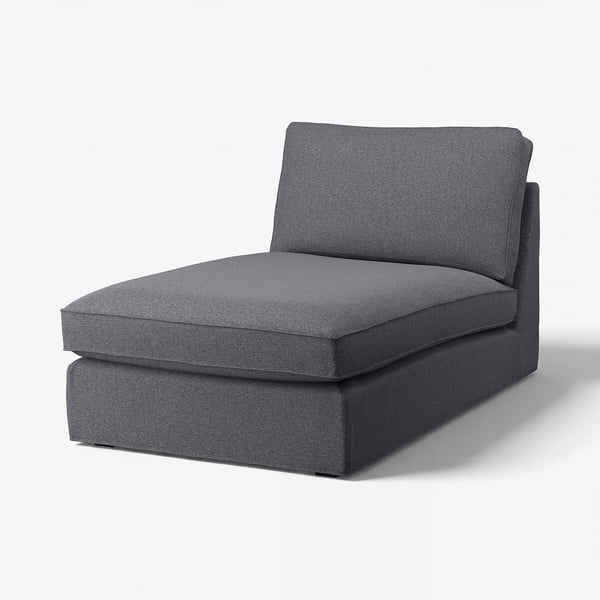 KIVIK grey chaise: modern, single-piece, l-form, upholstered in durable gunnared fabric.