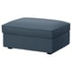 KIVIK footstool, blue, square, cushioned top, hidden storage.