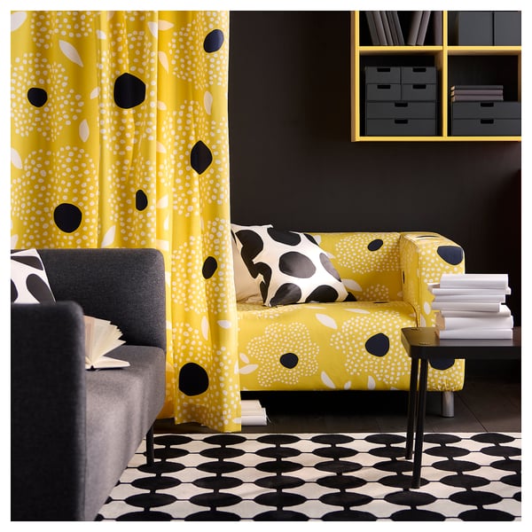 KLIPPAN Cover for 2-seat sofa, Tingetorp yellow/white/floral pattern