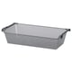 KOMPLEMENT mesh basket, grey, rectangular, metal handles, air circulation.