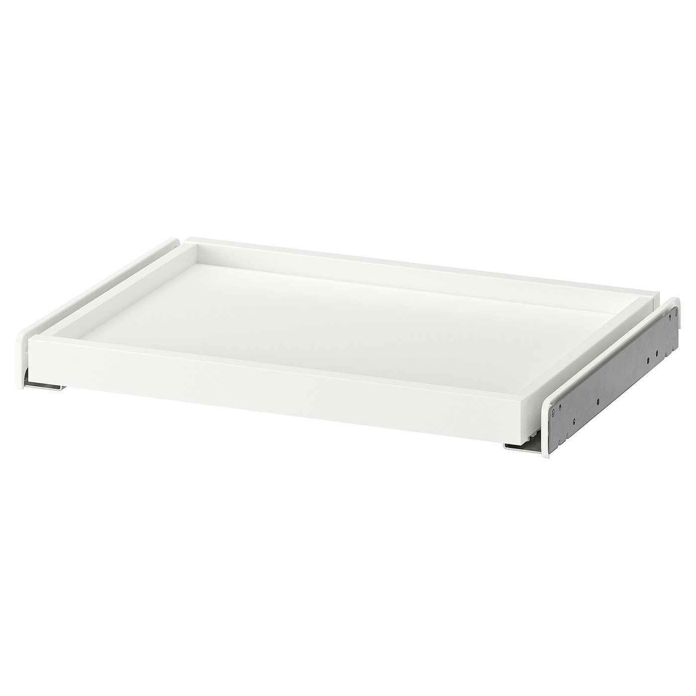 KOMPLEMENT pull-out tray, white, fiberboard & paper foil, rectangular, sleek design.