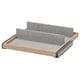 An IKEA KOMPLEMENT pull-out tray organiser with grey felt lining, wooden frame, and metallic accents.