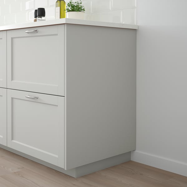LERHYTTAN light grey kitchen cabinet with classic design, birch veneer, 30x35 inches.
