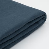 A close-up of folded dark blue fabric, smooth and textured, showcasing its quality and recycled material.