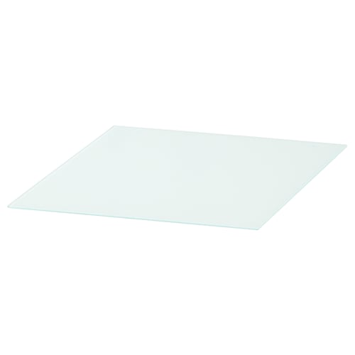 Clear rectangular MALM glass top, smooth edges, transparent.