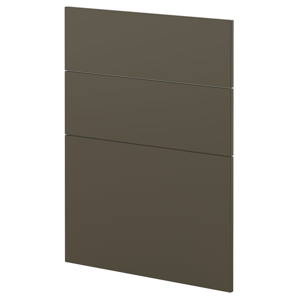Dark brown kitchen cabinet door, flat and rectangular.