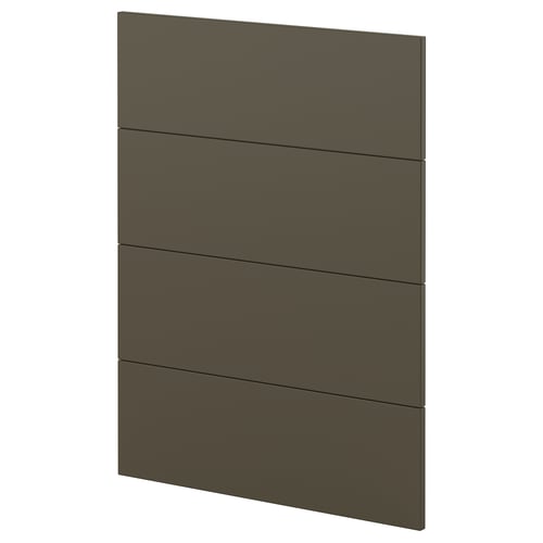 Dark brown kitchen cabinet door. Rectangular, modern design, acrylic paint finish.