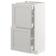A white METOD kitchen cabinet with grey lerhyttan fronts, featuring two drawers and two doors, a classic traditional design.