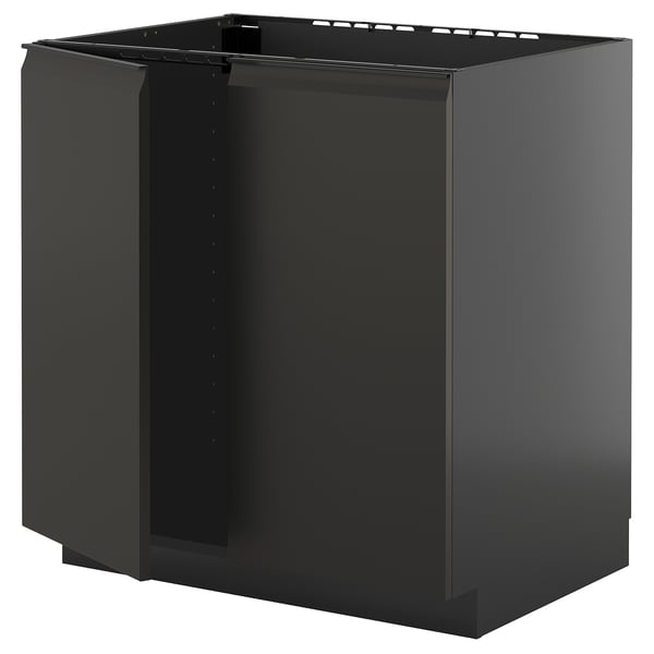 Modern black ikea METOD kitchen cabinet with sleek, minimalist design.