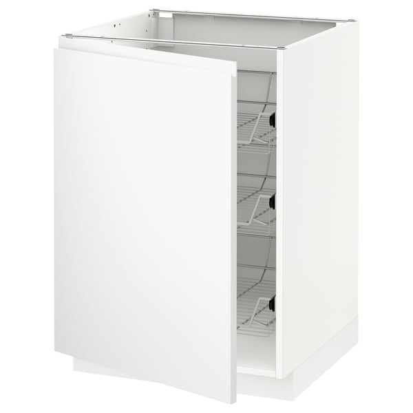 White METOD cabinet with wire baskets, modern minimalist design.