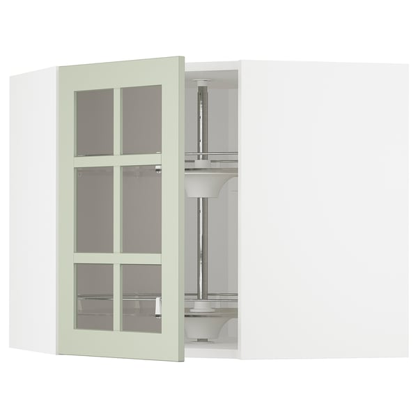 METOD kitchen: green glass doors, adjustable shelf, tempered glass, modern design.