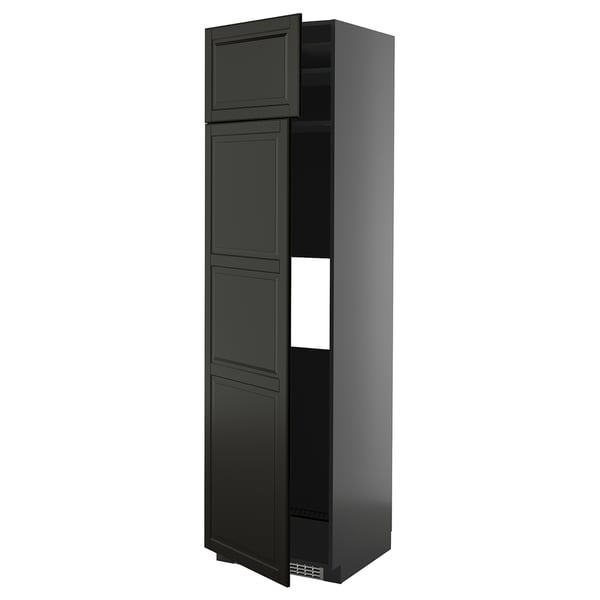 Black METOD kitchen cabinet with bevelled doors.