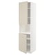 White METOD kitchen cabinet with beige doors, tall, two shelves.