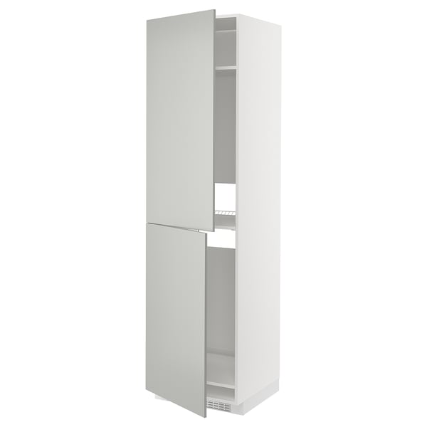 White METOD kitchen cabinet with multiple shelves, sleek design.