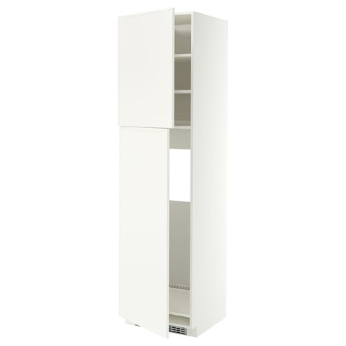 METOD High cabinet for fridge w 2 doors, white/Aspudden matt white, 60x60x220 cm