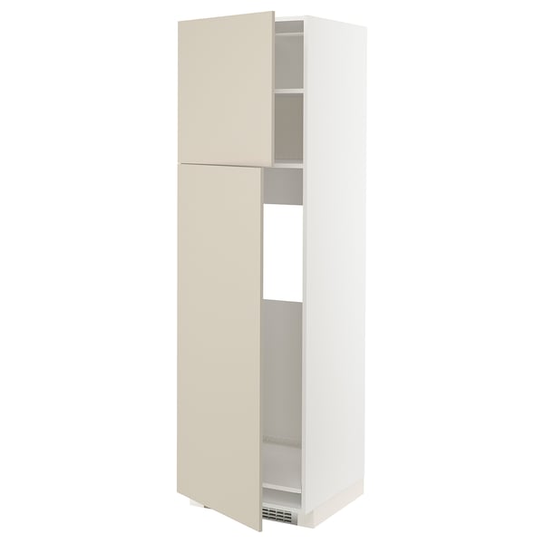 METOD kitchen cabinet, beige, tall, square, minimalist.