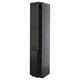 Black tall kitchen cabinet with 3 doors, glossy finish.