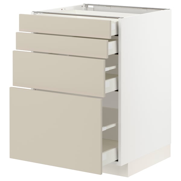 METOD kitchen unit in beige with multiple drawers, sleek and modern design.
