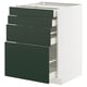 METOD kitchen unit with four green drawers, white frame, modern design, durable materials.